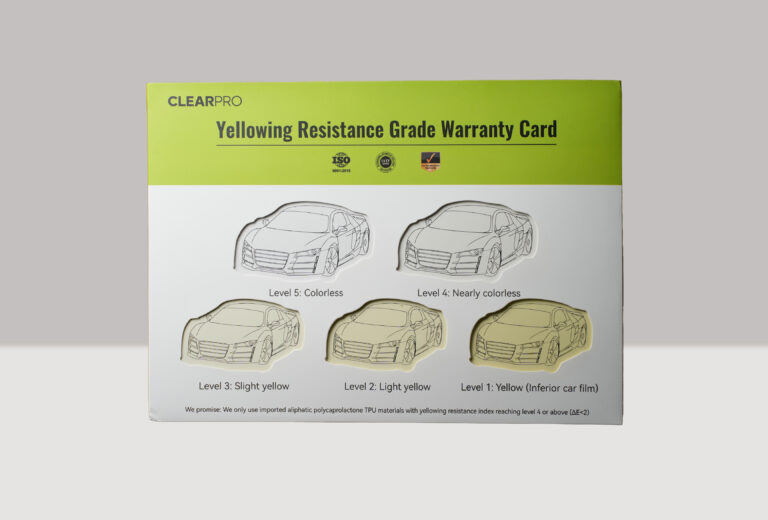 ClearPro Yellowing Resistance Grade Warranty Card